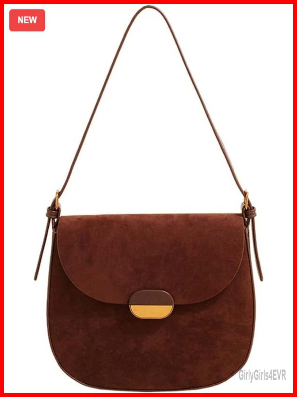 Faux Suede Crossbody Bag Small Saddle Satchel Detachable Strap Everyday Purse